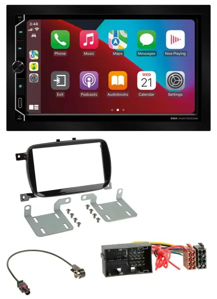 ESX 2DIN DAB USB MP3 Bluetooth Autoradio für Fiat 500X ab 2016 klavierlack schwa