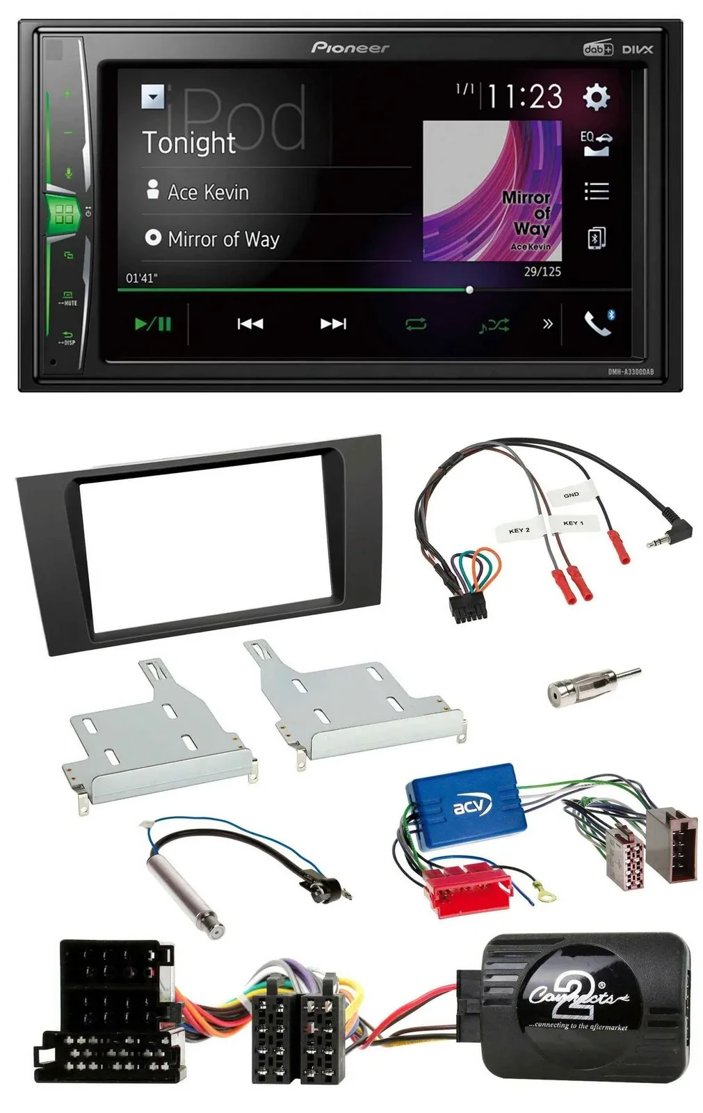 Pioneer 2DIN Lenkrad DAB USB Bluetooth Autoradio für Audi A4 99-01 Aktivsystem