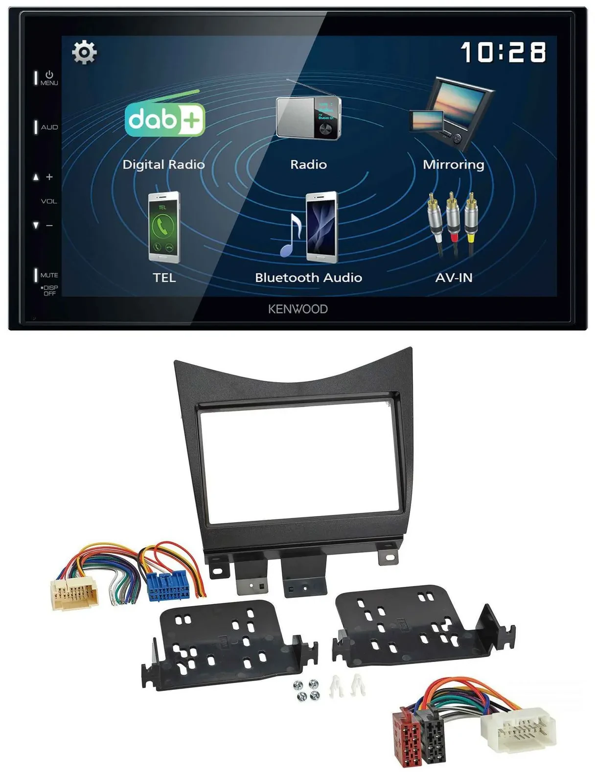 Автомагнитола для Honda Accord (2002–2008) Kenwood 2-DIN Bluetooth USB DAB, чёрная