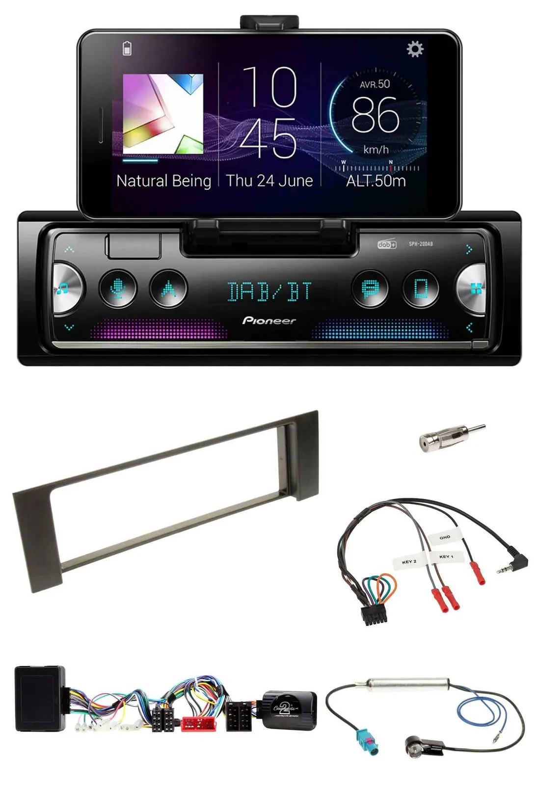 Автомагнитола Pioneer Bluetooth DAB USB для Audi A4 B6 (2000–2004), совместима с Bose (полностью активная), управление с руля