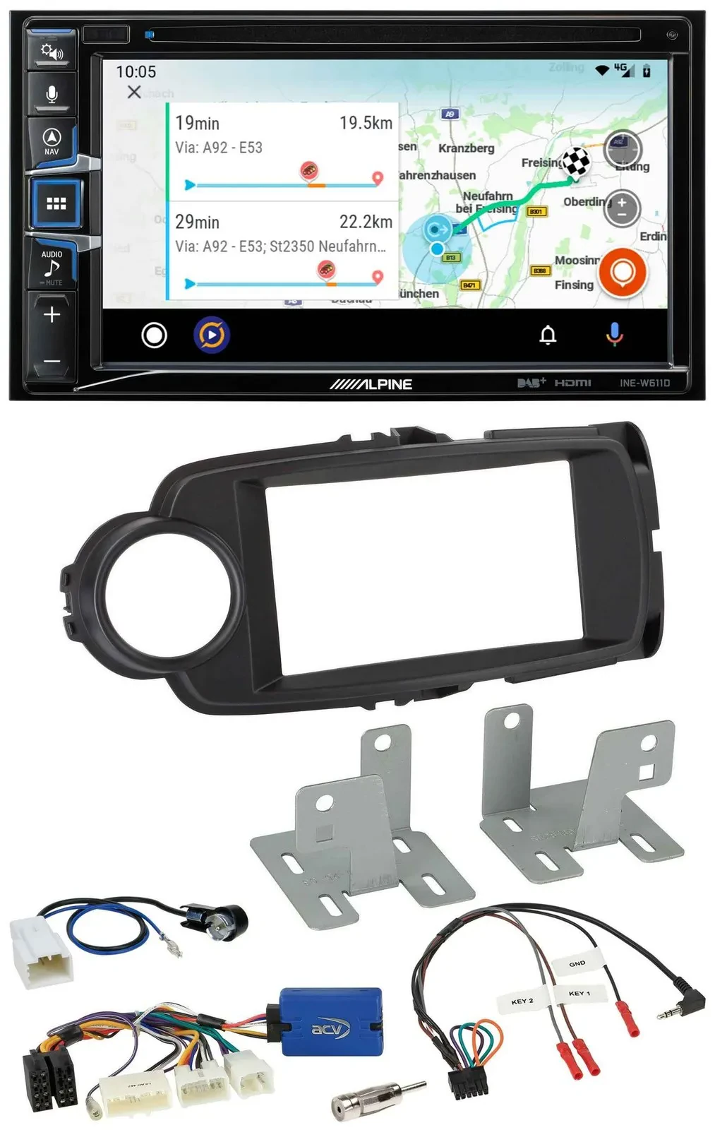 Alpine Bluetooth TMC USB DAB 2DIN Lenkrad Navigation für Toyota Yaris ab 2014 sc