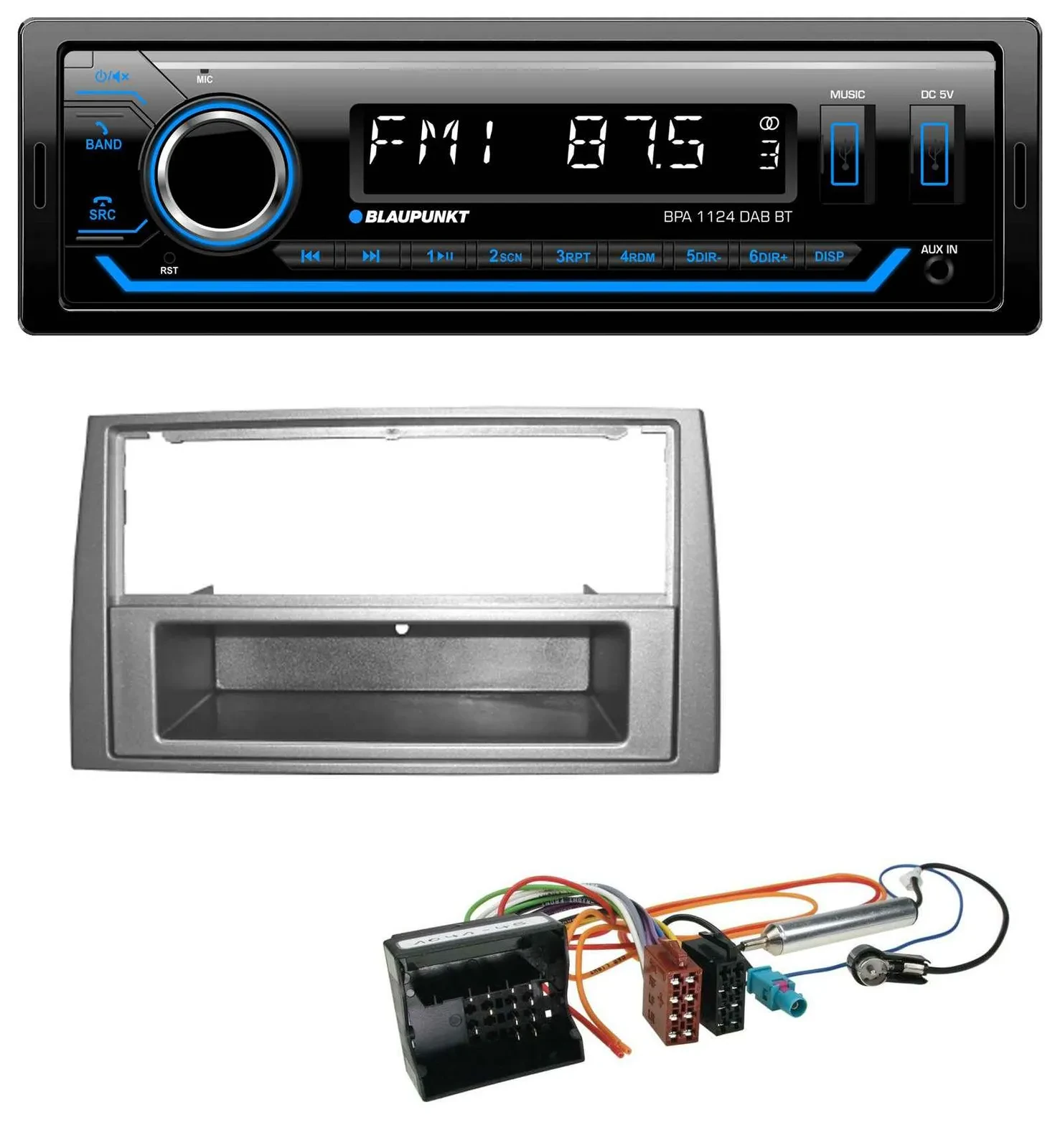 Blaupunkt Bluetooth USB DAB MP3 Autoradio für Peugeot 308 07-09 dunkelsilber