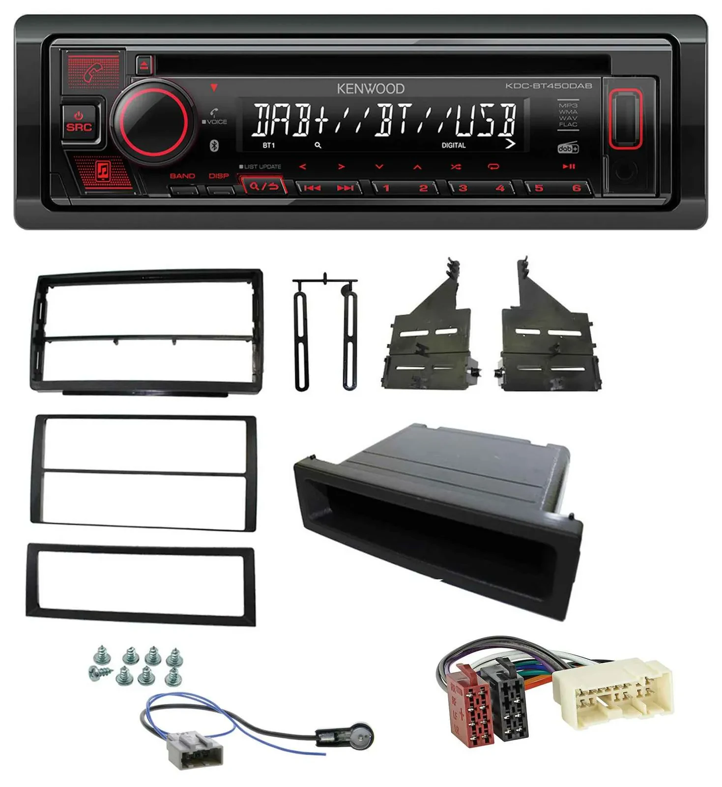 Kenwood MP3 CD USB Bluetooth DAB Autoradio für Nissan Altima (L31, 2005-2006)