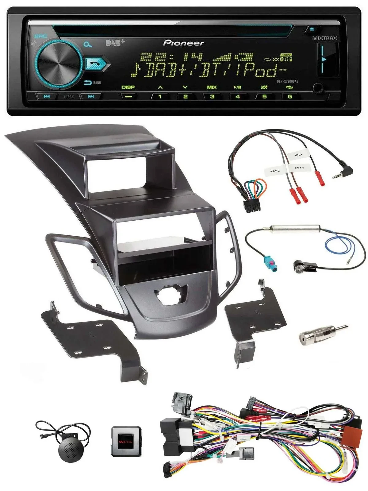 Pioneer DAB Lenkrad CD USB Bluetooth Autoradio für Ford Fiesta 08-10 Display sch