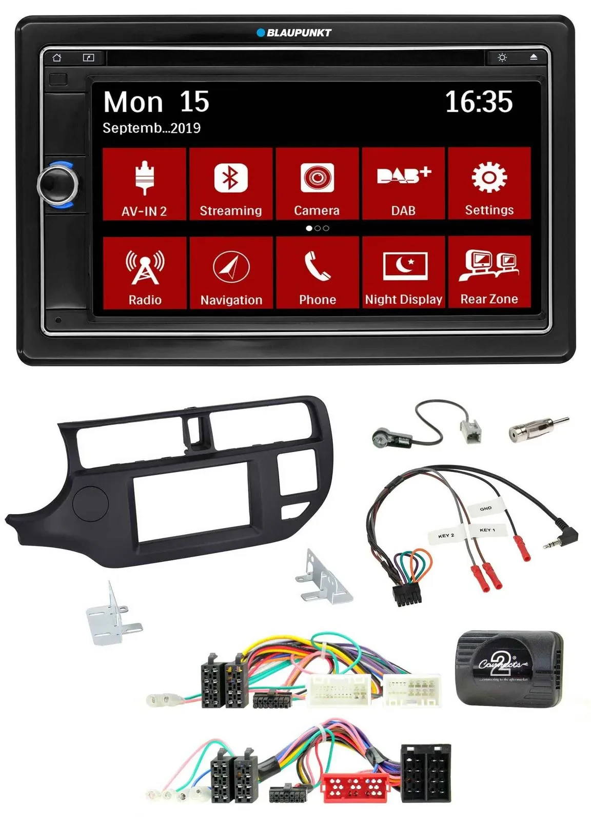 Blaupunkt TMC USB Lenkrad Bluetooth DAB 2DIN Navigation für Kia Rio UB 11-15 sch