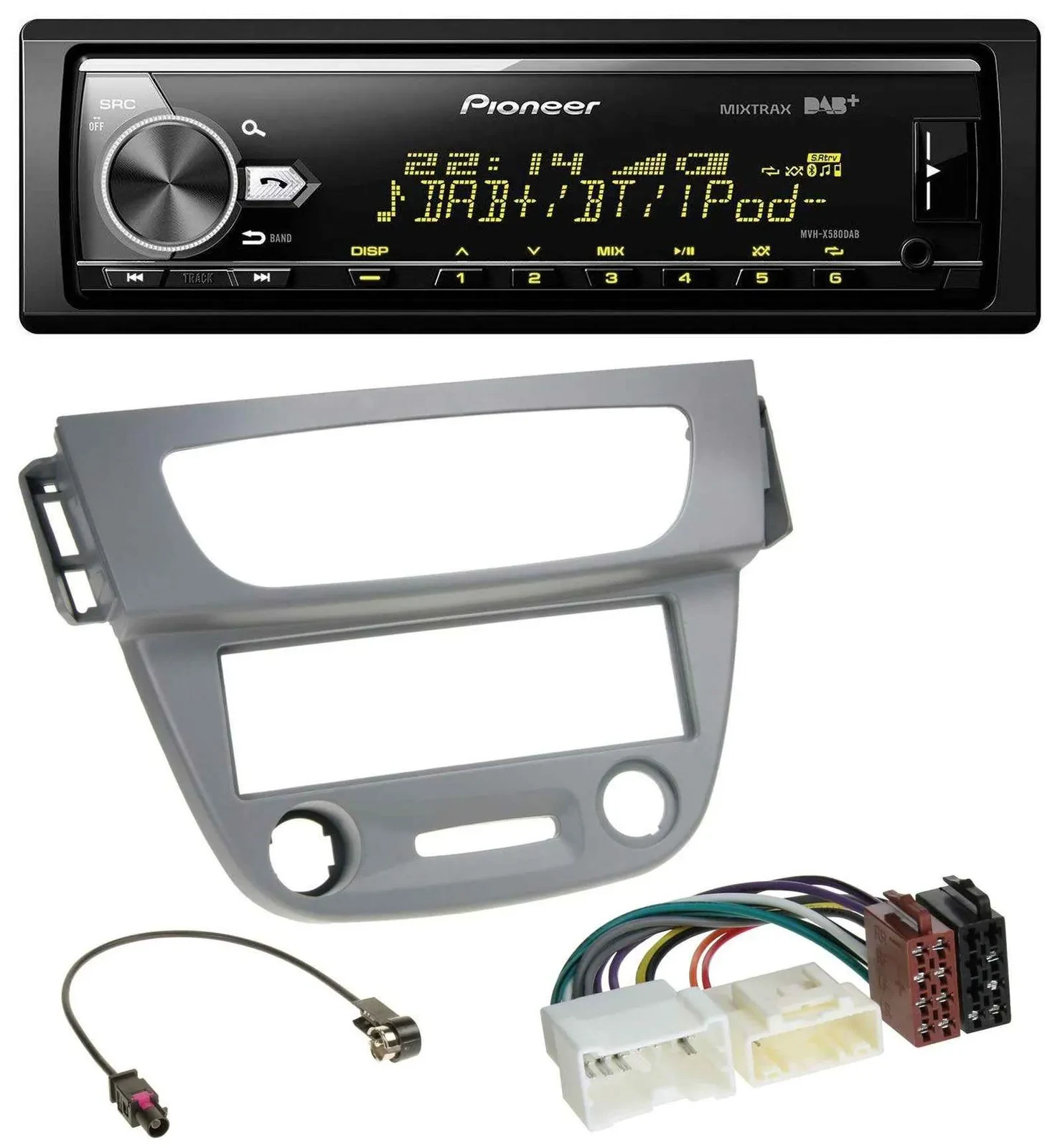 Автомагнитола Pioneer Bluetooth, USB, DAB, MP3 для Renault Megane 3 (2012–2014), серый