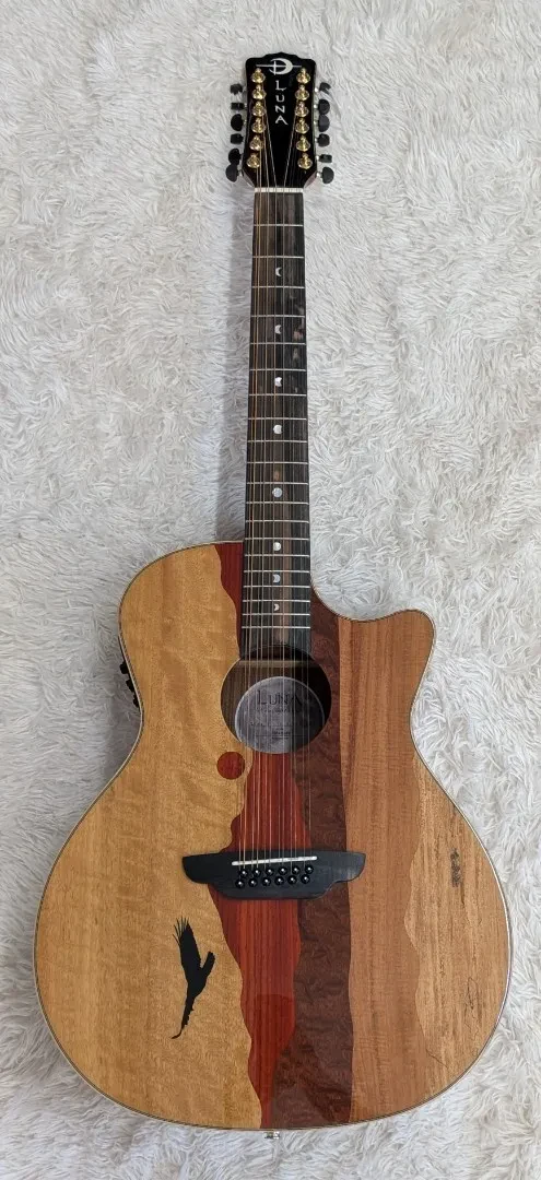 Luna Guitars Luna Vista Eagle 12 String  Tropical Wood Acoustic Electric Guitar w/Hard Case