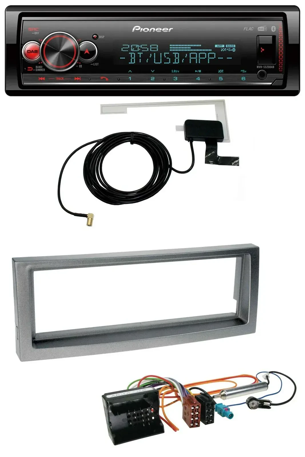 Автомагнитола Pioneer Bluetooth, DAB, USB, MP3 для Citroen C5 и Peugeot 407 (с 2004), серый