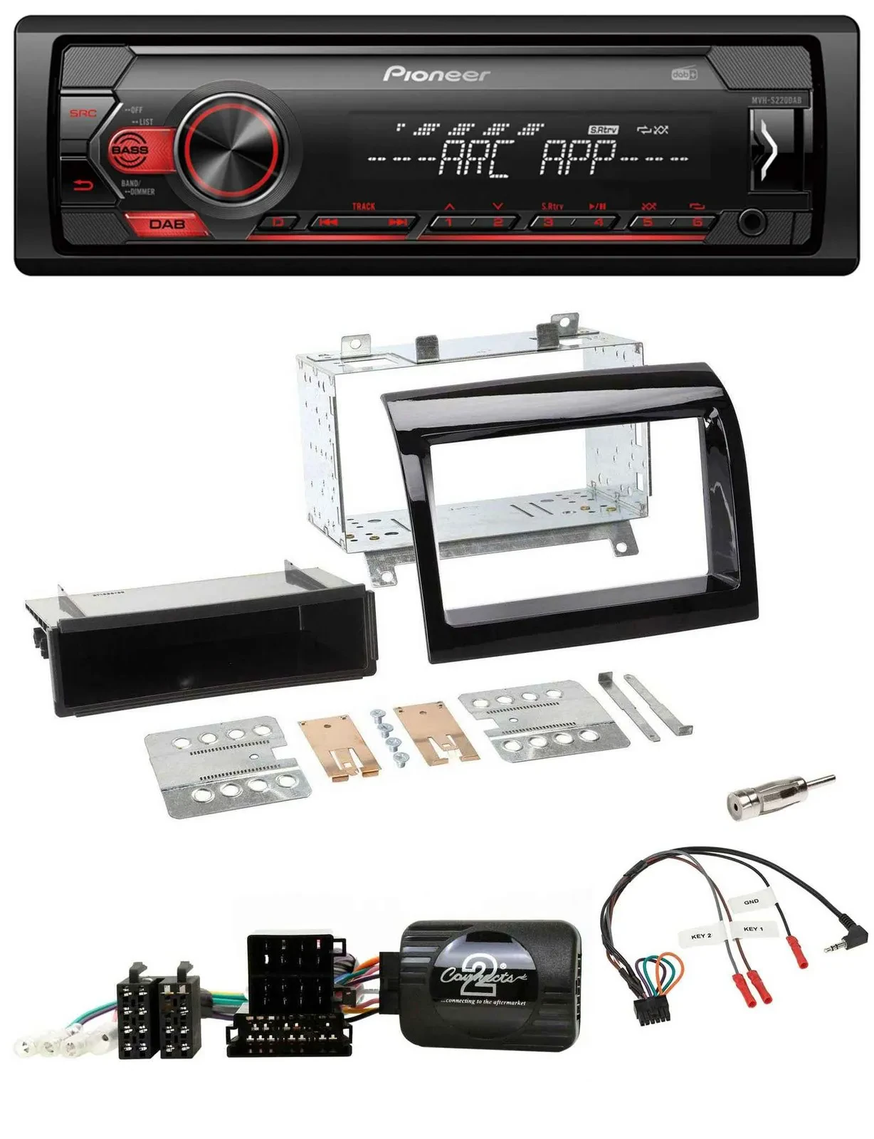 Pioneer DAB 1DIN MP3 Lenkrad USB Autoradio für Fiat Ducato 12-15 piano schwarz