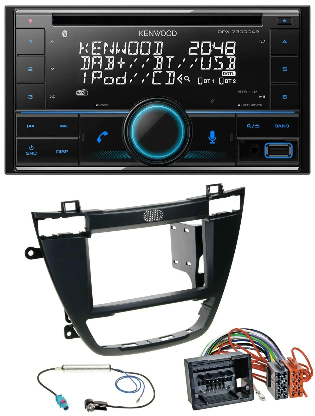 Автомагнитола для Opel Insignia (2008–2013) Kenwood 2-DIN CD DAB USB MP3 Bluetooth черная