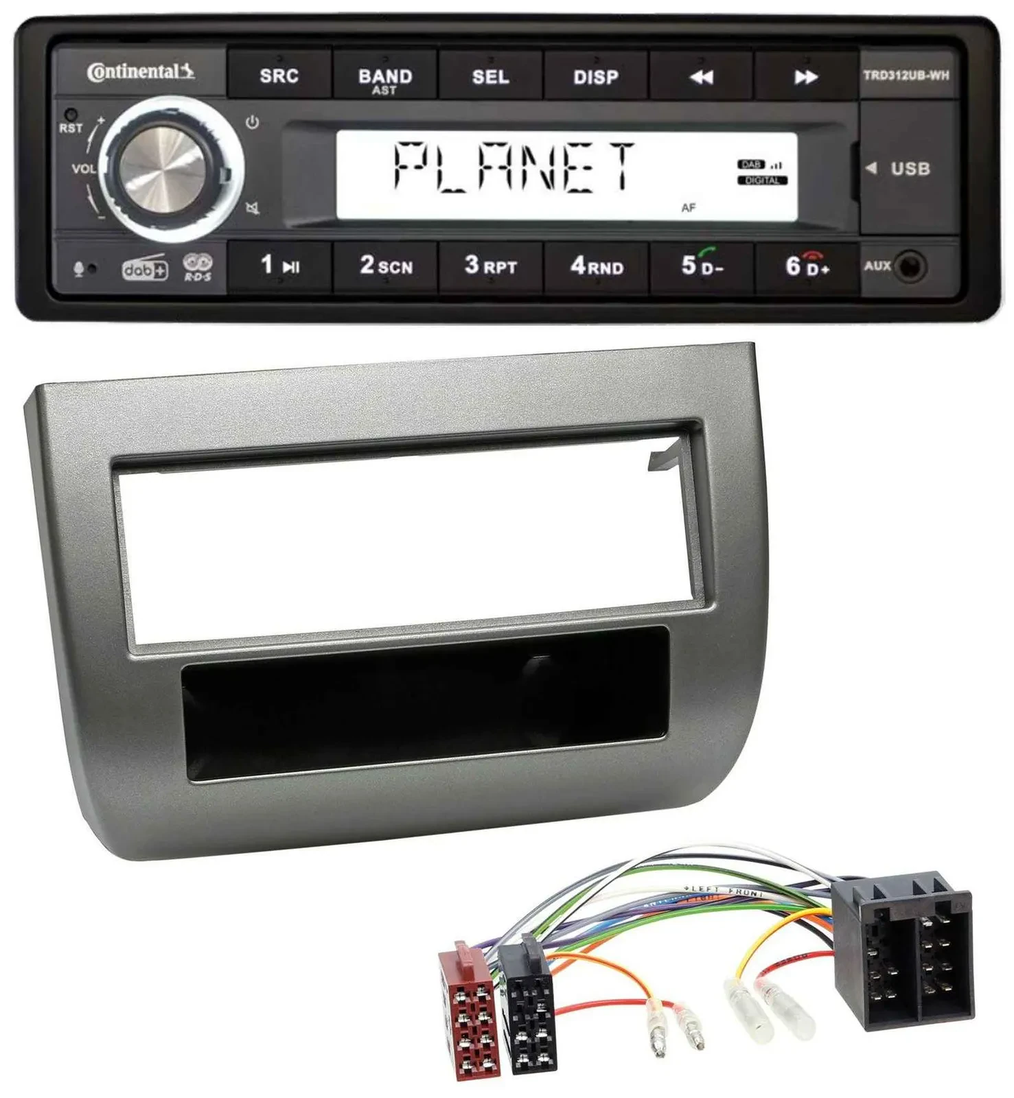 Continental USB 1DIN AUX DAB MP3 Autoradio für Lancia Y 843 03-11 dunkelsilberme