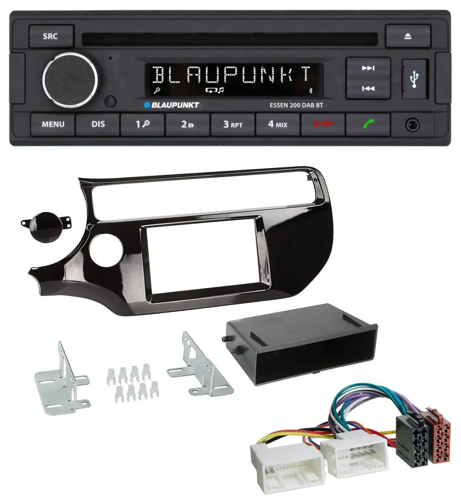 Blaupunkt USB MP3 Bluetooth DAB CD Autoradio für Kia Rio UB ab 2015 piano-schwar