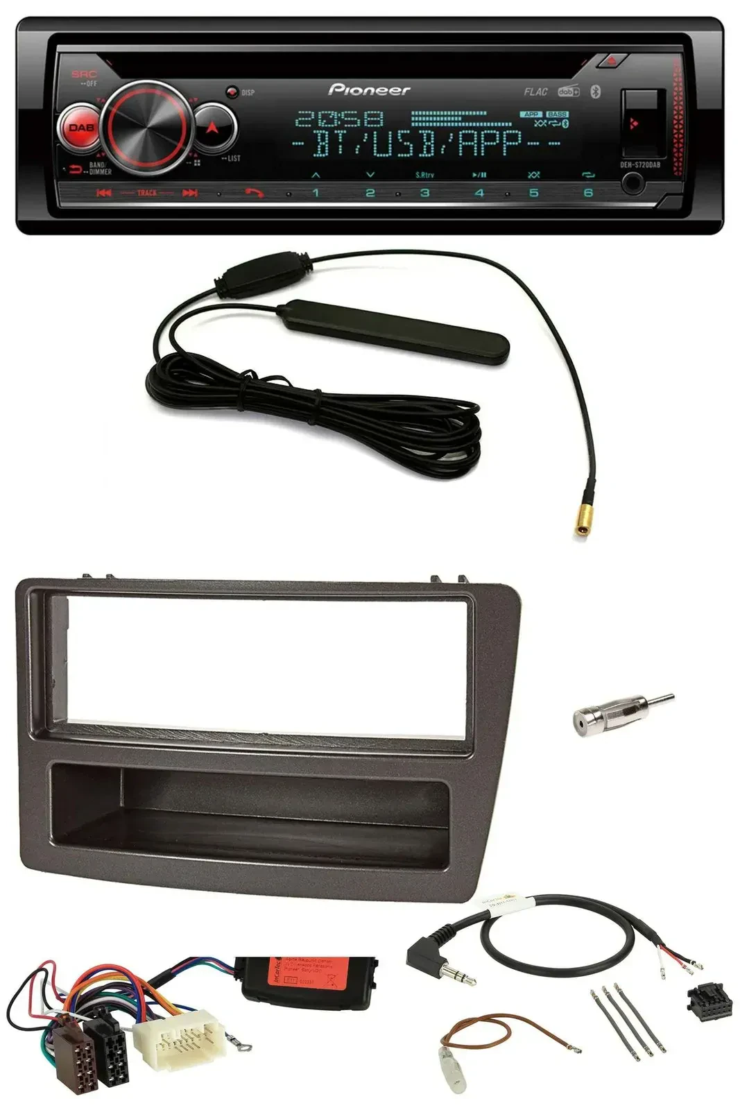 Автомагнитола для Honda Civic 2004–2006 Pioneer USB DAB Bluetooth CD, антрацит, с поддержкой управления на руле