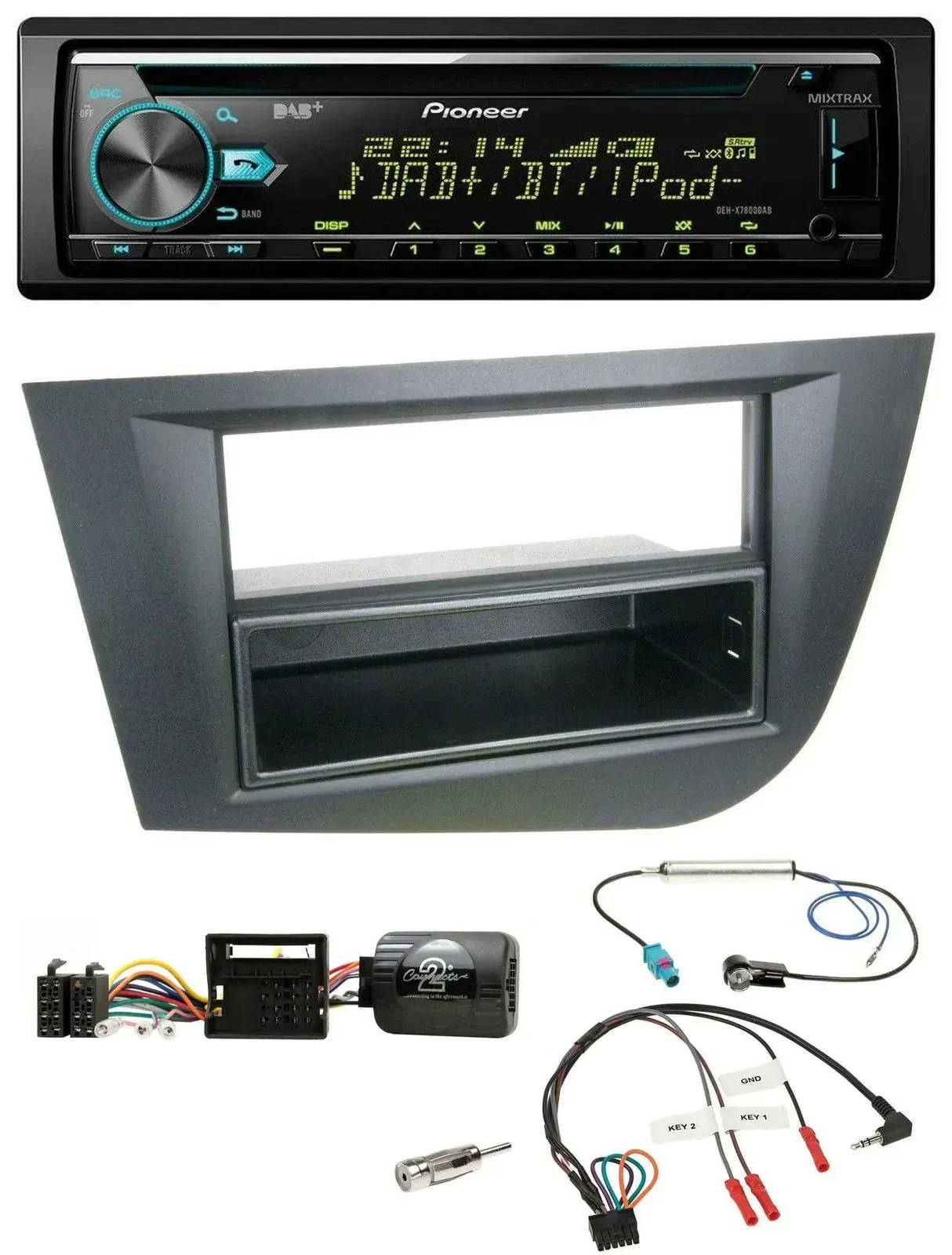 Автомагнитола Pioneer DAB, CD, USB, Bluetooth, для Seat Leon 2005–2010, черная, поддержка кнопок на руле