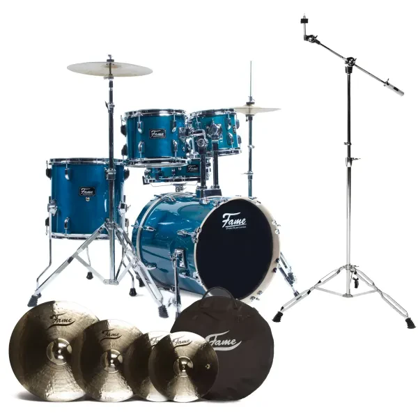Jungle Set Ahorn Drum-Set 16" BassDrum Grün Chrom Hardware Becken Zubehör 4tlg