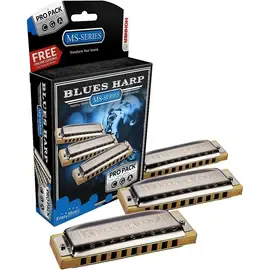 Набор губных гармошек  Hohner 532 Blues Harp Pro Pack - MS-Series Harmonicas 3 штуки.