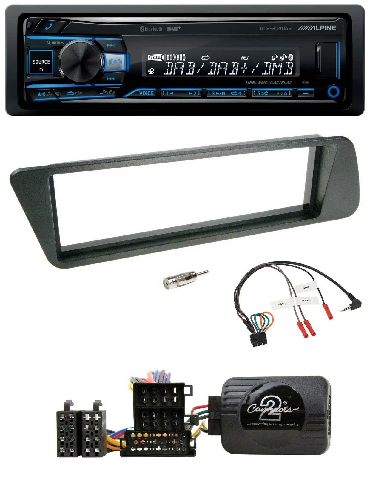 Alpine USB Bluetooth DAB Lenkrad Autoradio für Peugeot 306 1998-2001
