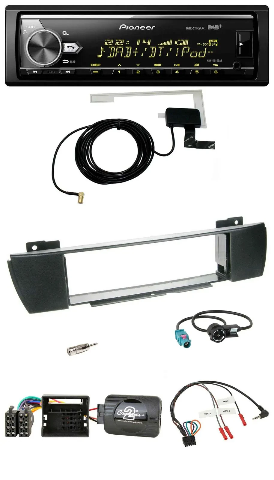 Pioneer Bluetooth DAB USB Lenkrad Autoradio für BMW X3 E83 2004-2010 mittig