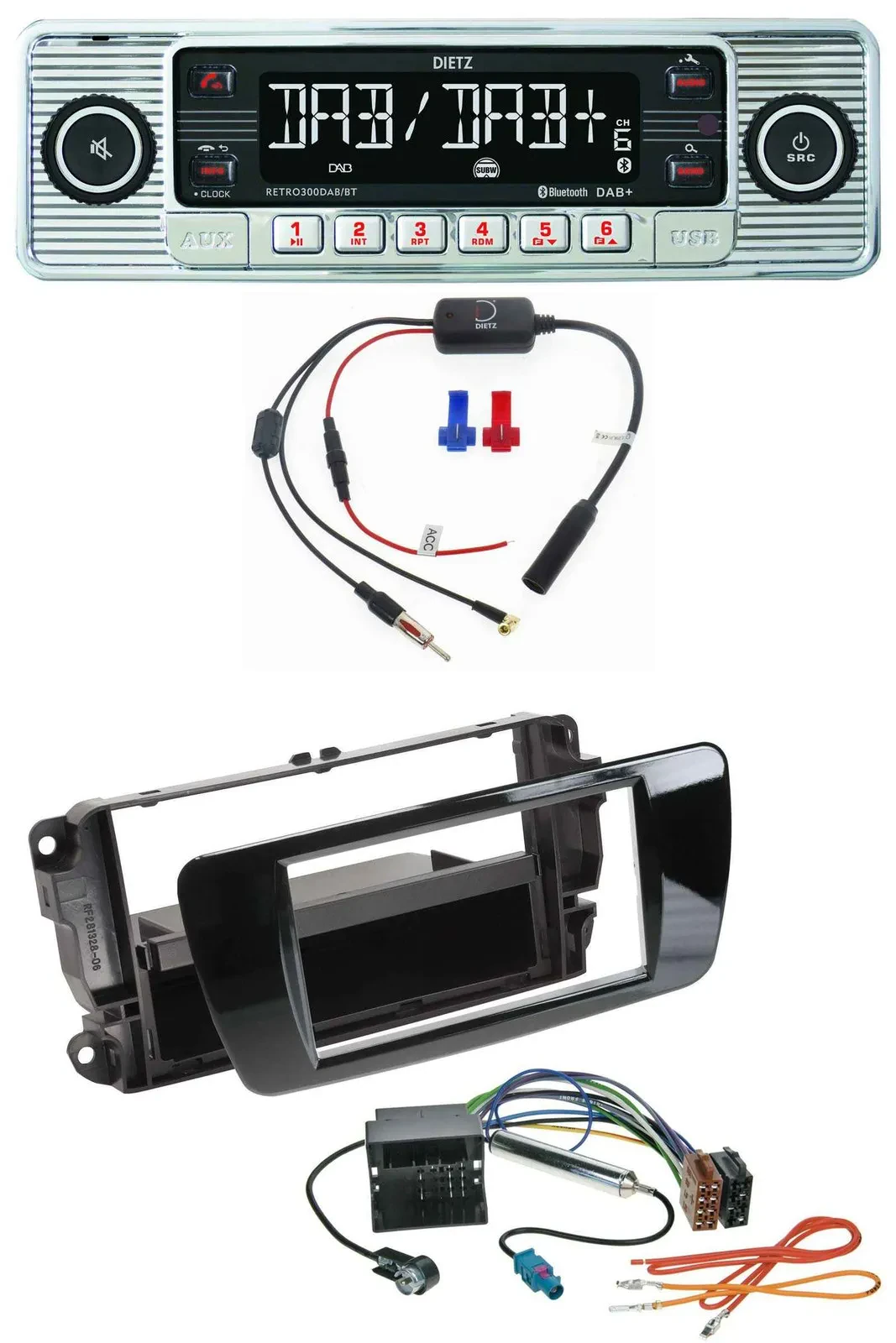 Dietz DAB USB MP3 Bluetooth Autoradio für Seat Ibiza ab 08 Klavierlack schwarz