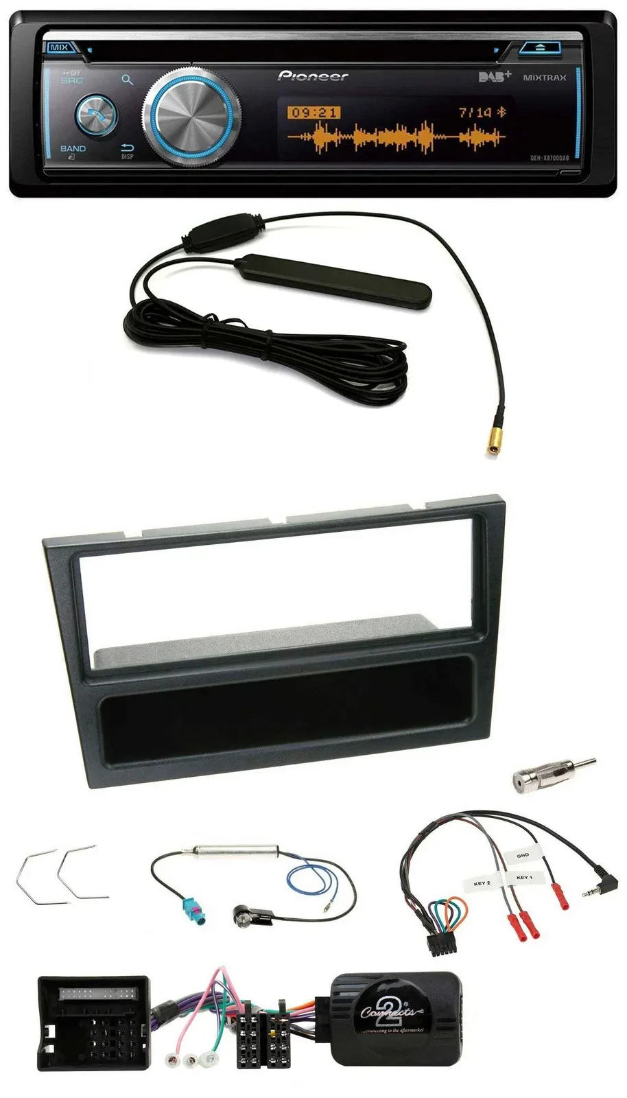 Pioneer CD USB Bluetooth DAB Lenkrad Autoradio für Opel Corsa C 2004-2006 schwar