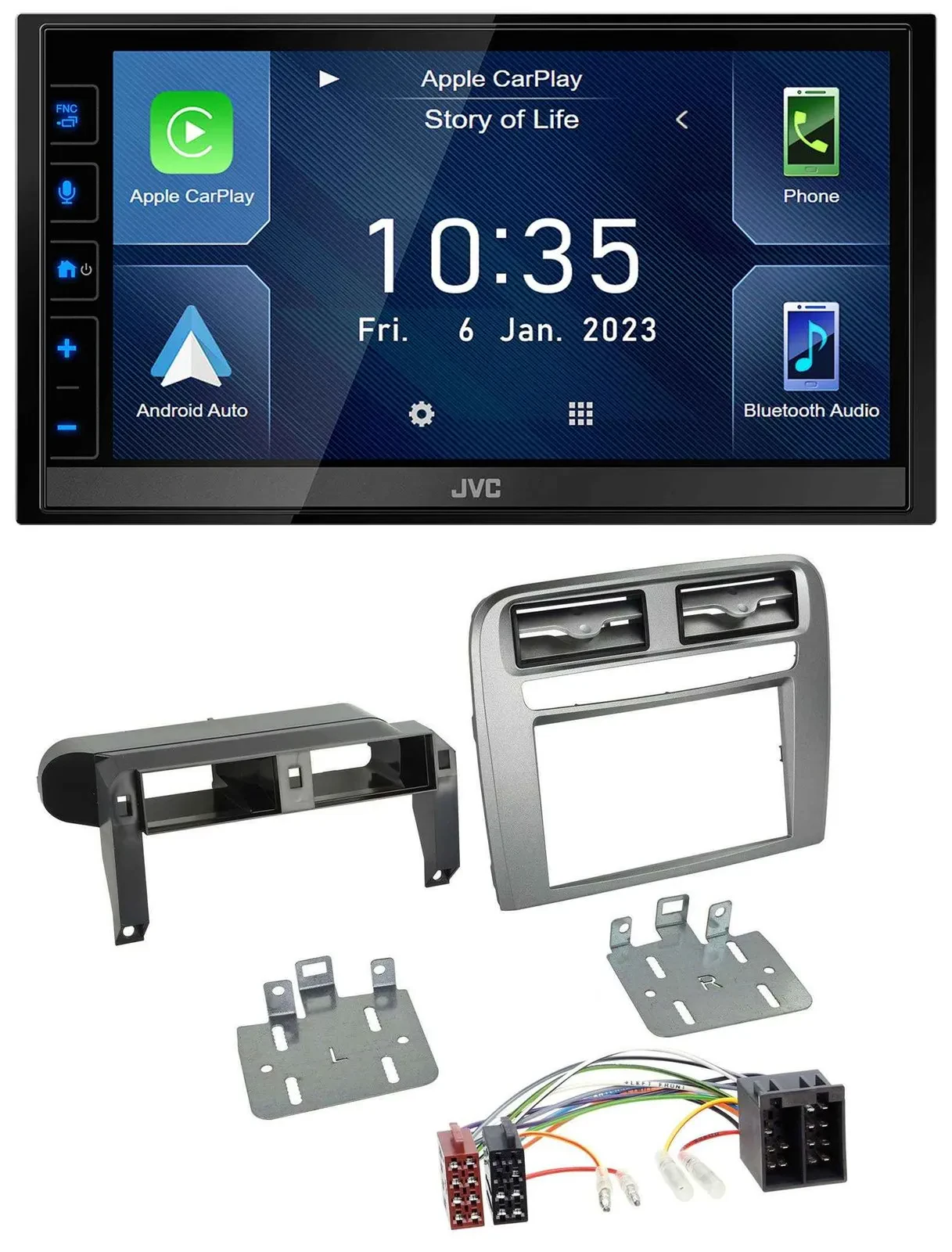 JVC DAB Bluetooth MP3 USB 2DIN Autoradio für Fiat Grande Punto 05-09 anthrazit m