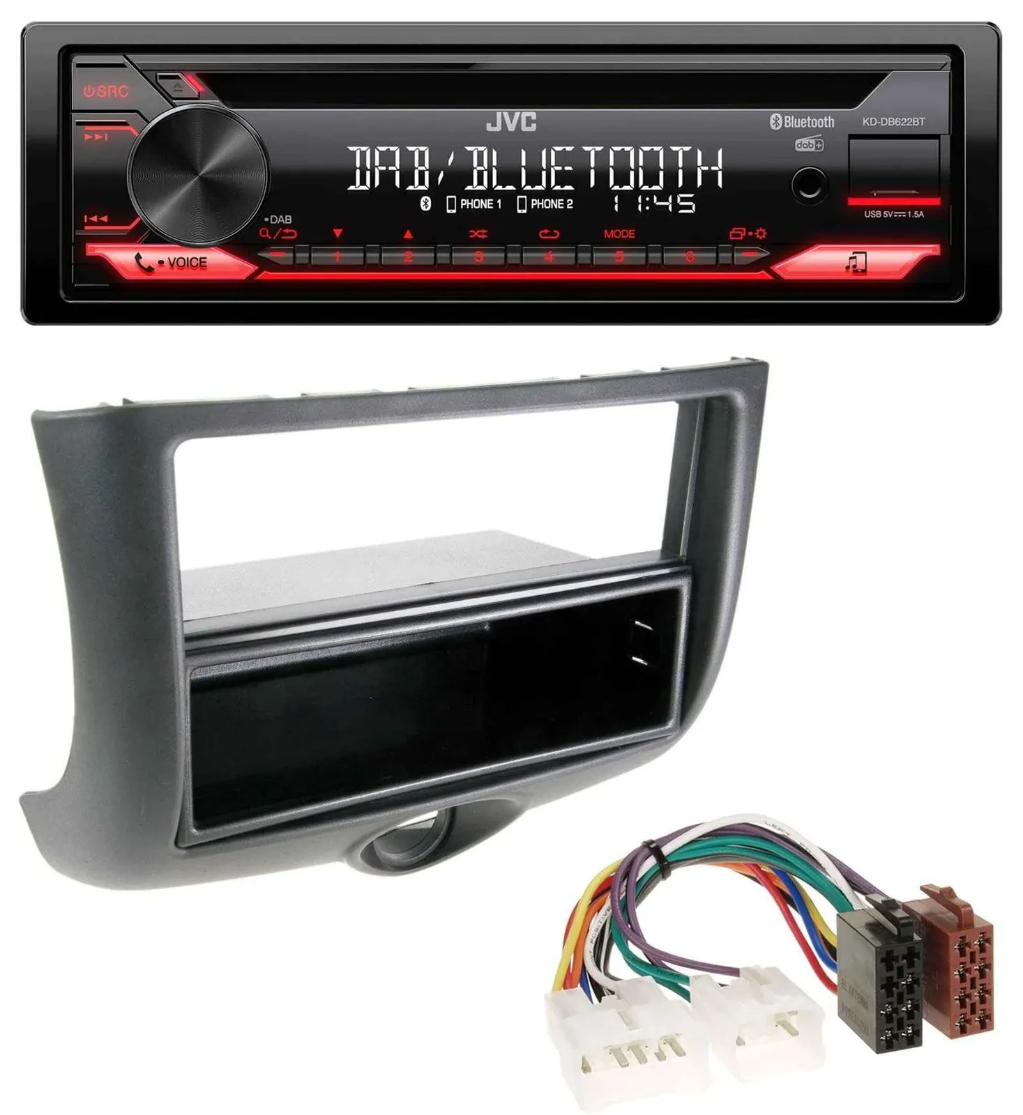 JVC CD DAB USB Bluetooth MP3 Autoradio für Toyota Yaris (1999-2003)