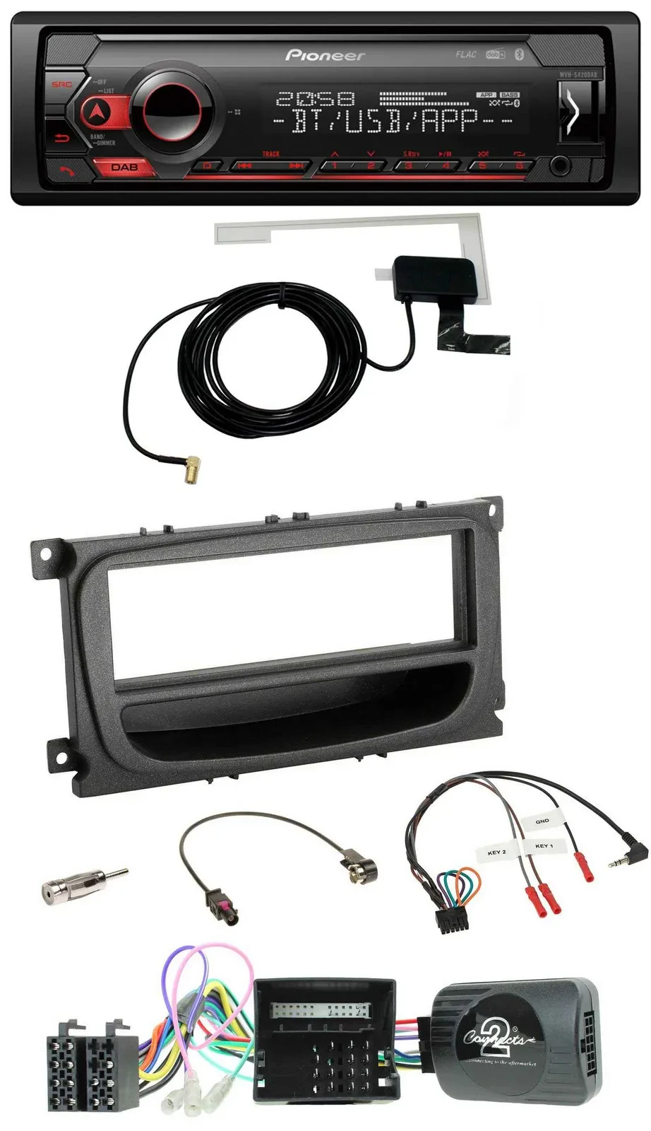 Pioneer DAB USB Lenkrad Bluetooth Autoradio für Ford C-Max Focus Can 07-10 Galax