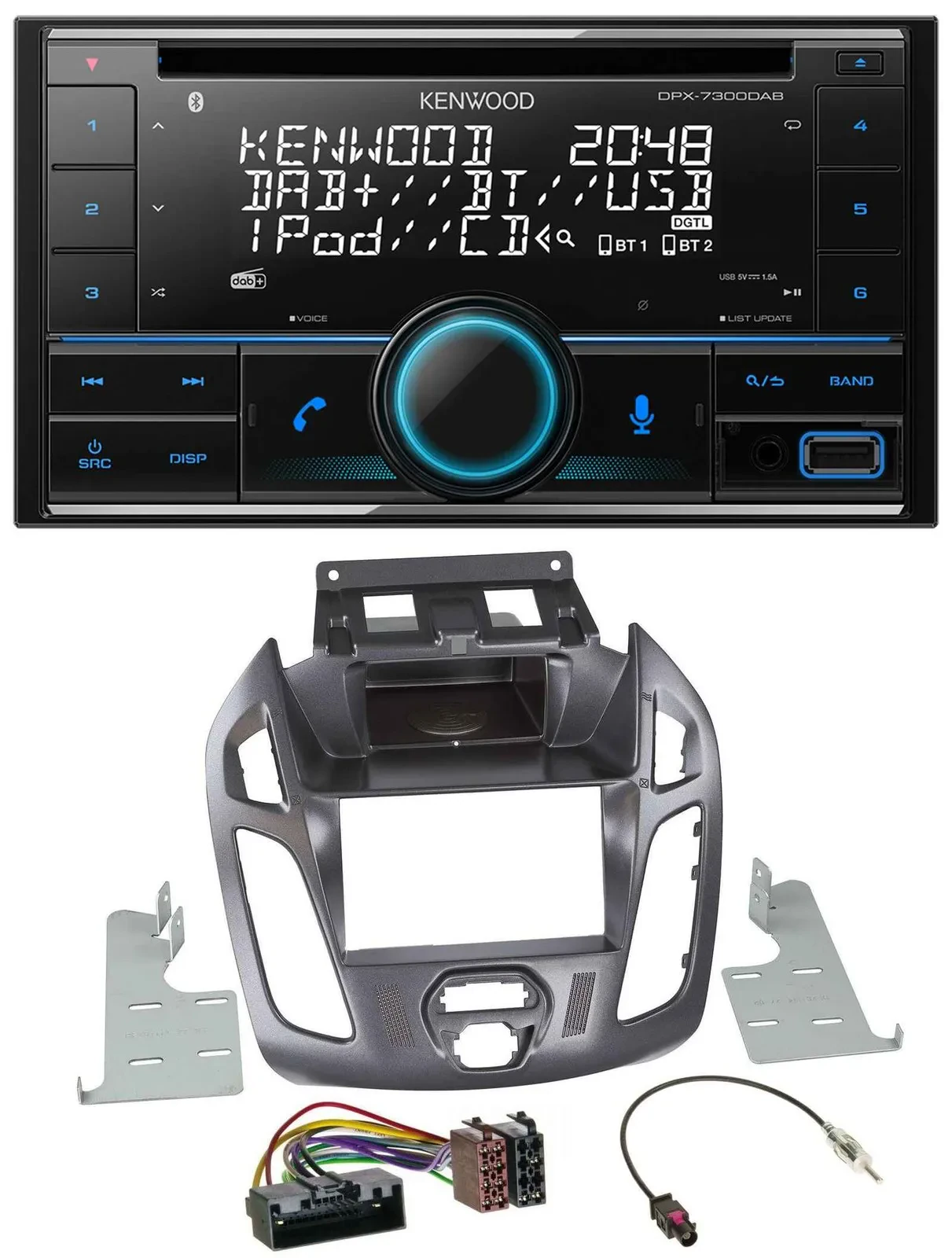 Автомагнитола для Ford Transit Kenwood 2-DIN CD DAB USB Bluetooth без дисплея