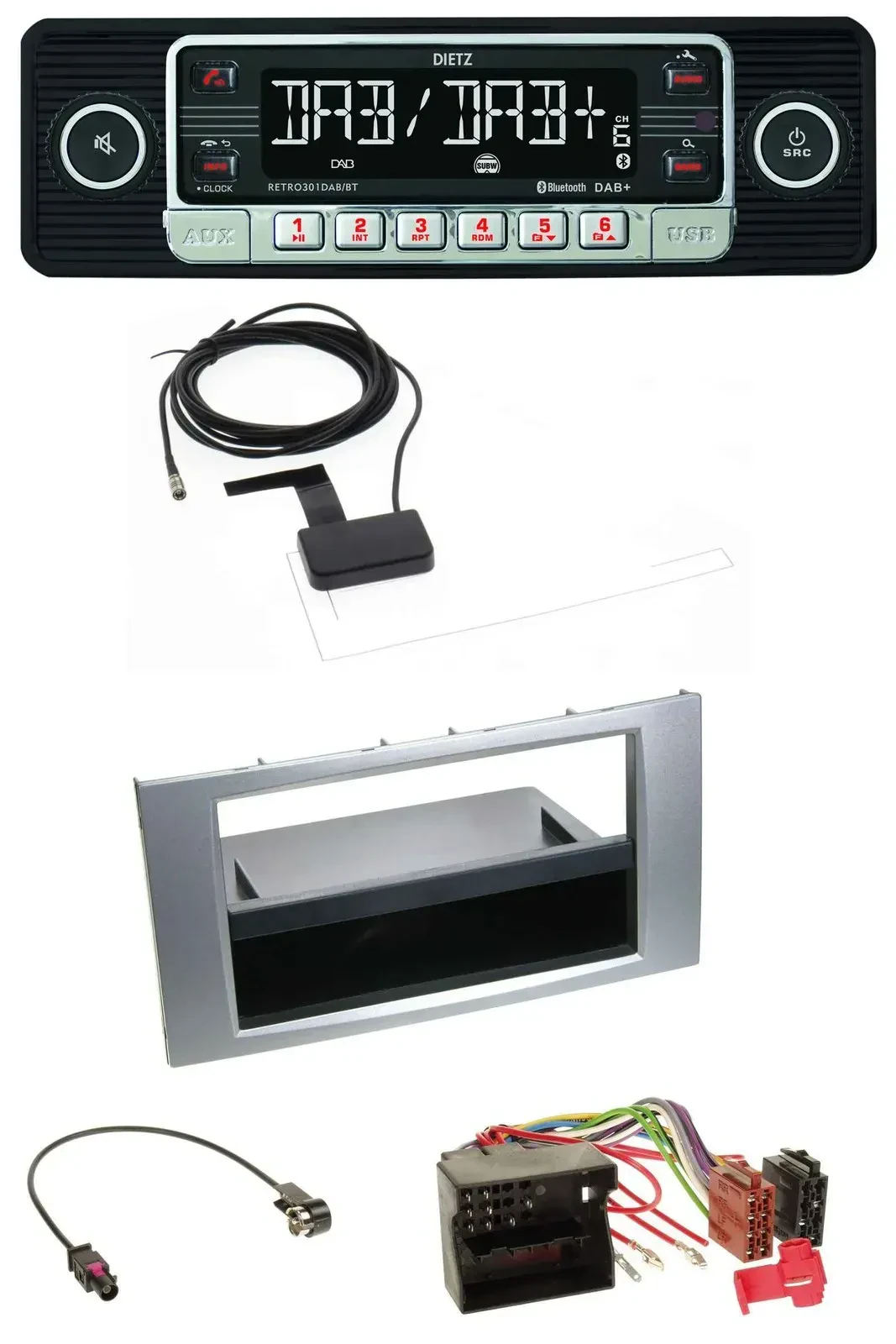 Dietz DAB Bluetooth USB MP3 Autoradio für Ford Kuga Fusion Transit 05-12 silber