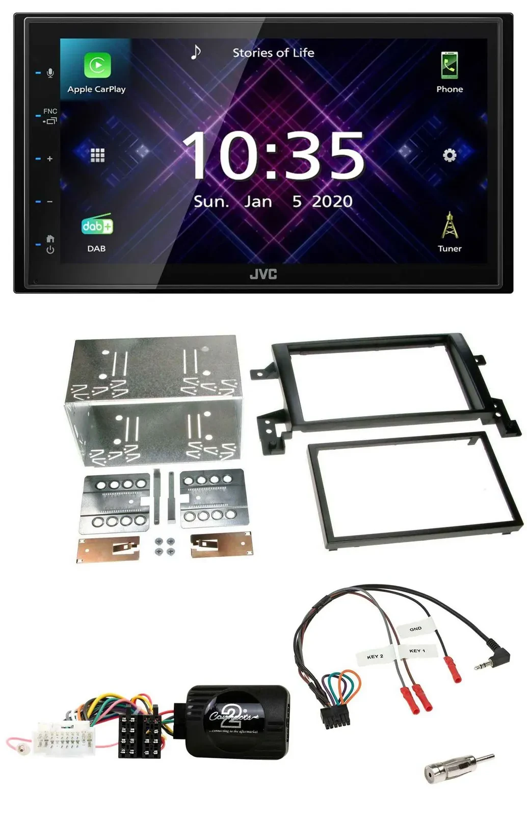 JVC DAB 2DIN Lenkrad Bluetooth USB Autoradio für Suzuki Grand Vitara 2005-2011