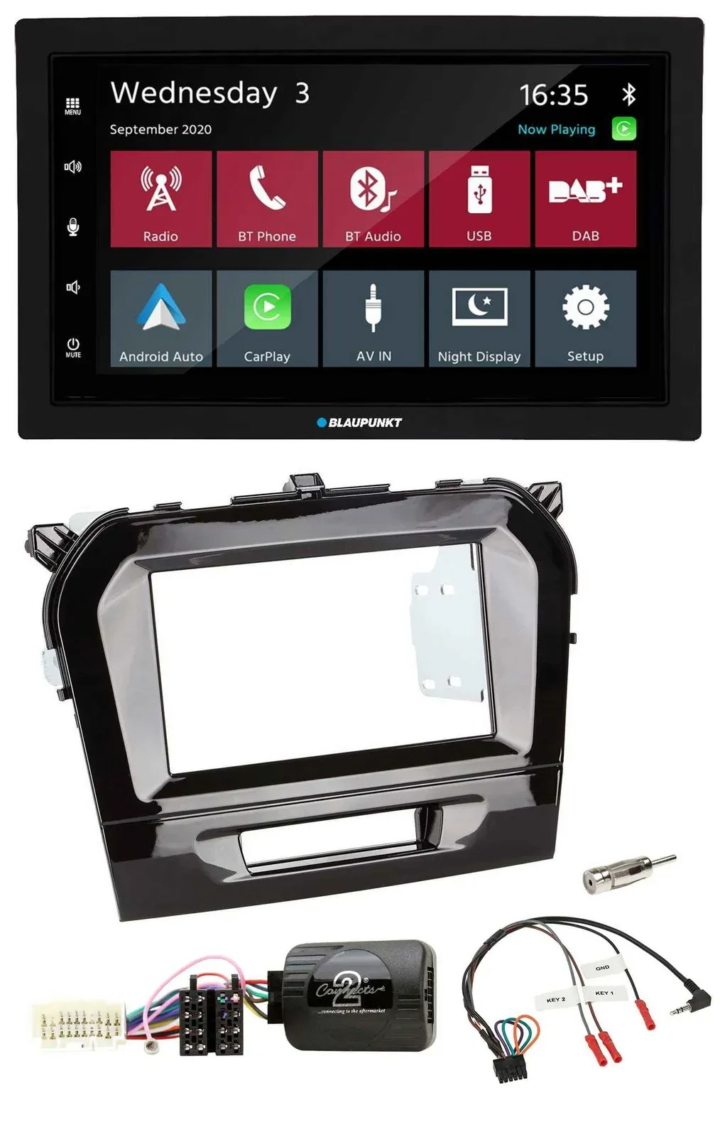 Blaupunkt 2DIN Lenkrad USB Bluetooth DAB Autoradio für Suzuki Vitara ab 2015