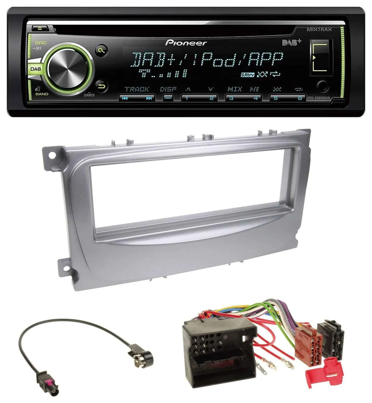 Pioneer DAB USB MP3 AUX CD Autoradio für Ford Galaxy C-Max Focus ab 2007 silber