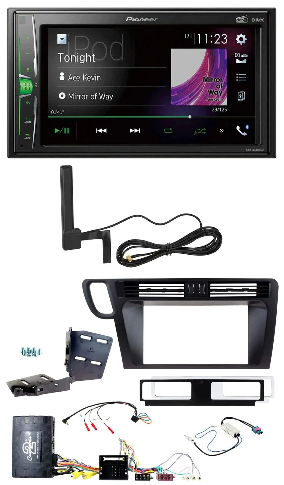 Pioneer MP3 DAB Lenkrad 2DIN Bluetooth Autoradio für Audi Q5 8R 08-17 Infoadapte