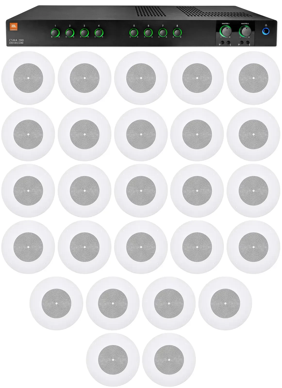 Потолочная акустика JBL CSS8008 White с усилителем (26 штук)