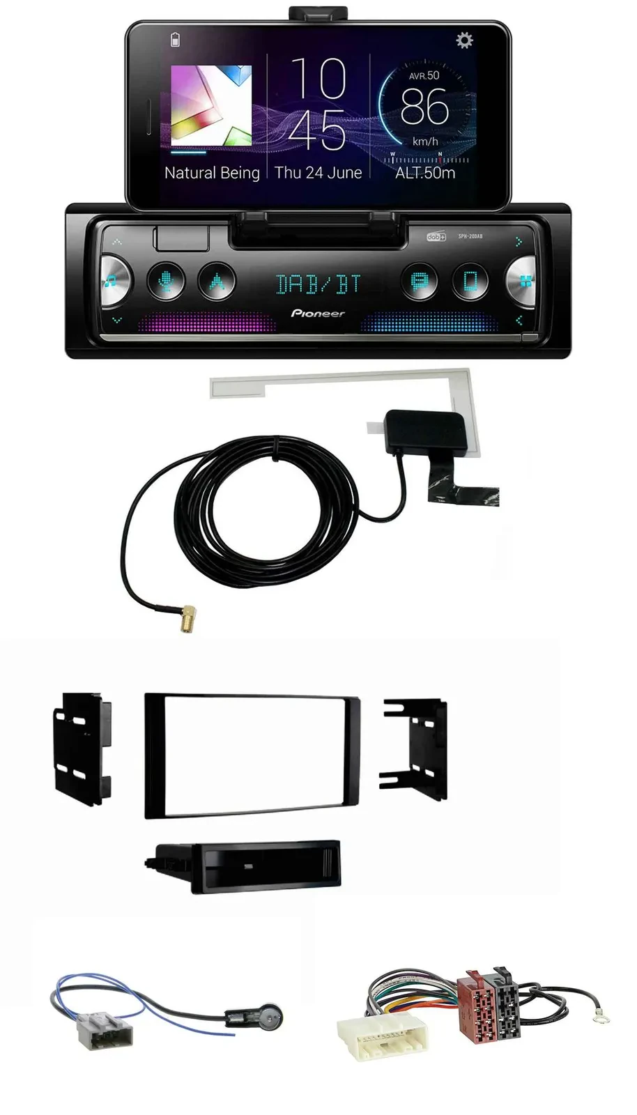 Pioneer DAB Bluetooth MP3 USB Autoradio für Nissan Micra 2013-2017 schwarz matt