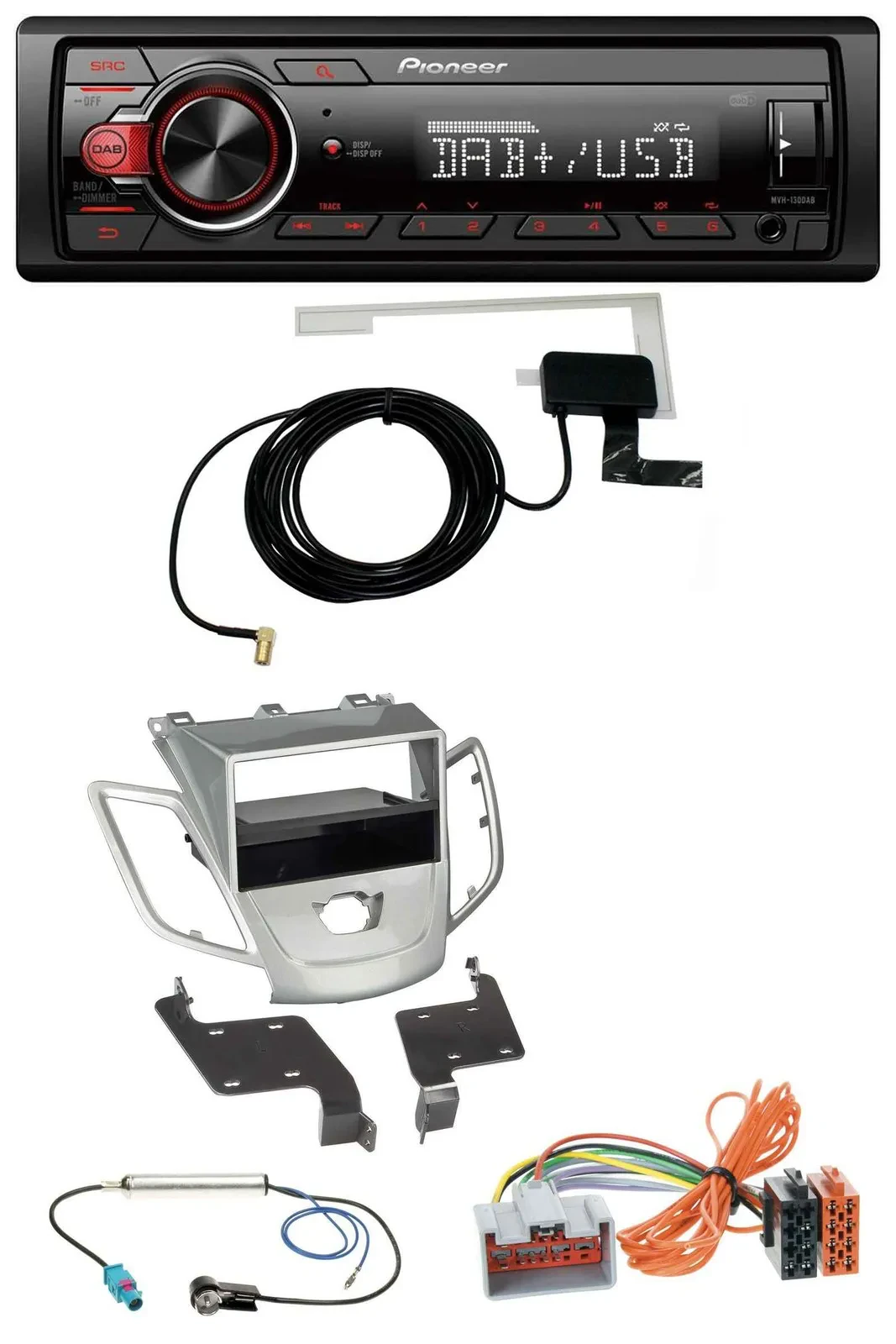 Pioneer 1DIN MP3 DAB USB AUX Autoradio für Ford Fiesta 08-10 JA8 ohne Display si