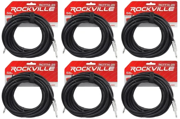 Спикерный кабель Rockville RCTT1425 Black 7.6 м (6 штук)