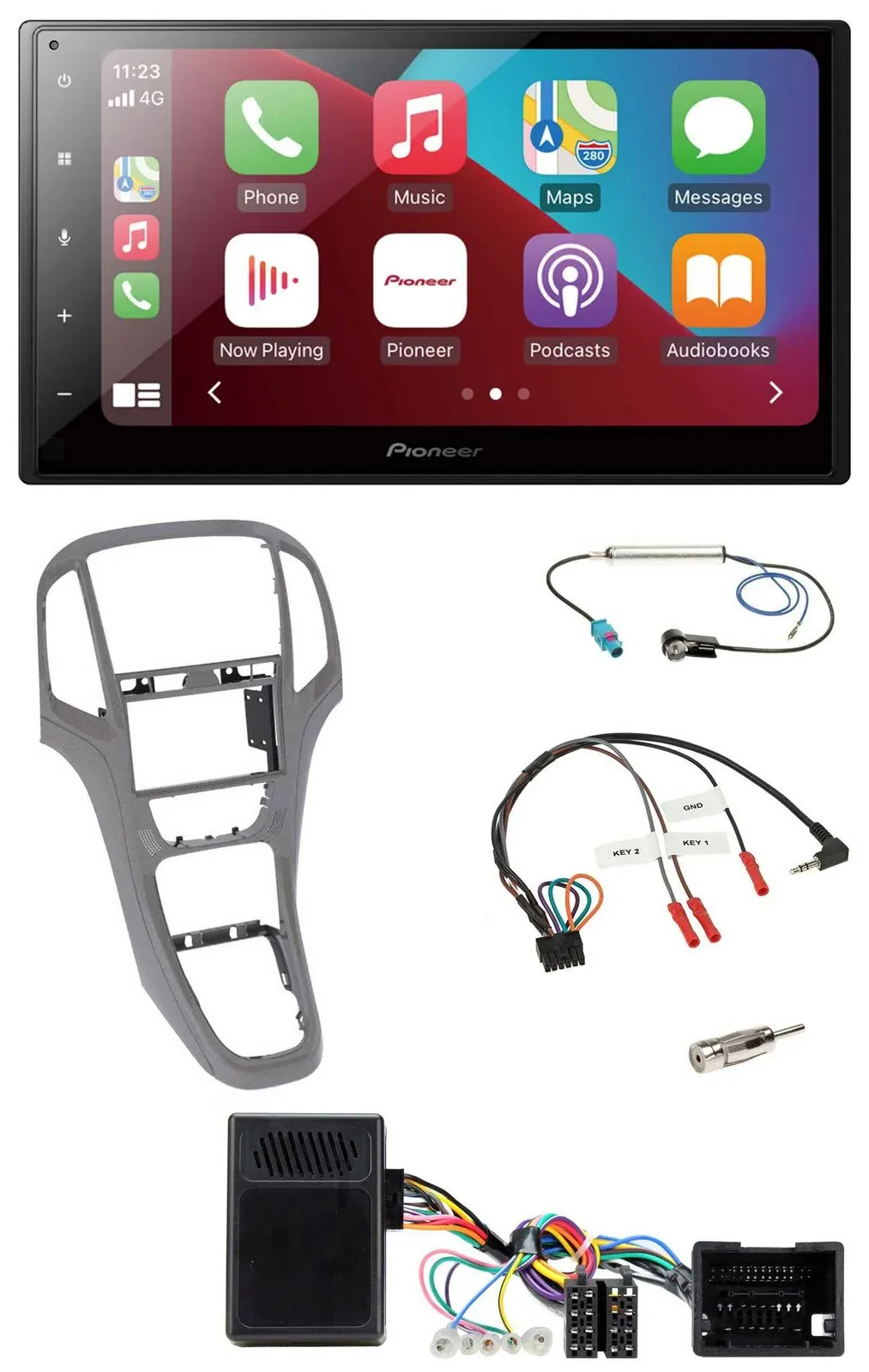 Автомагнитола Pioneer 2DIN, DAB, Bluetooth, USB, для Opel Astra J (с 2009), титановый