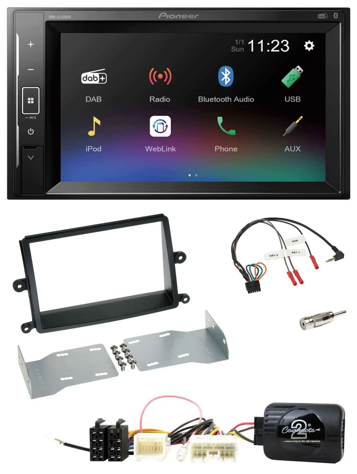 Автомагнитола для Mitsubishi L200 (2006–2015) Pioneer 2DIN, DAB, Bluetooth, USB