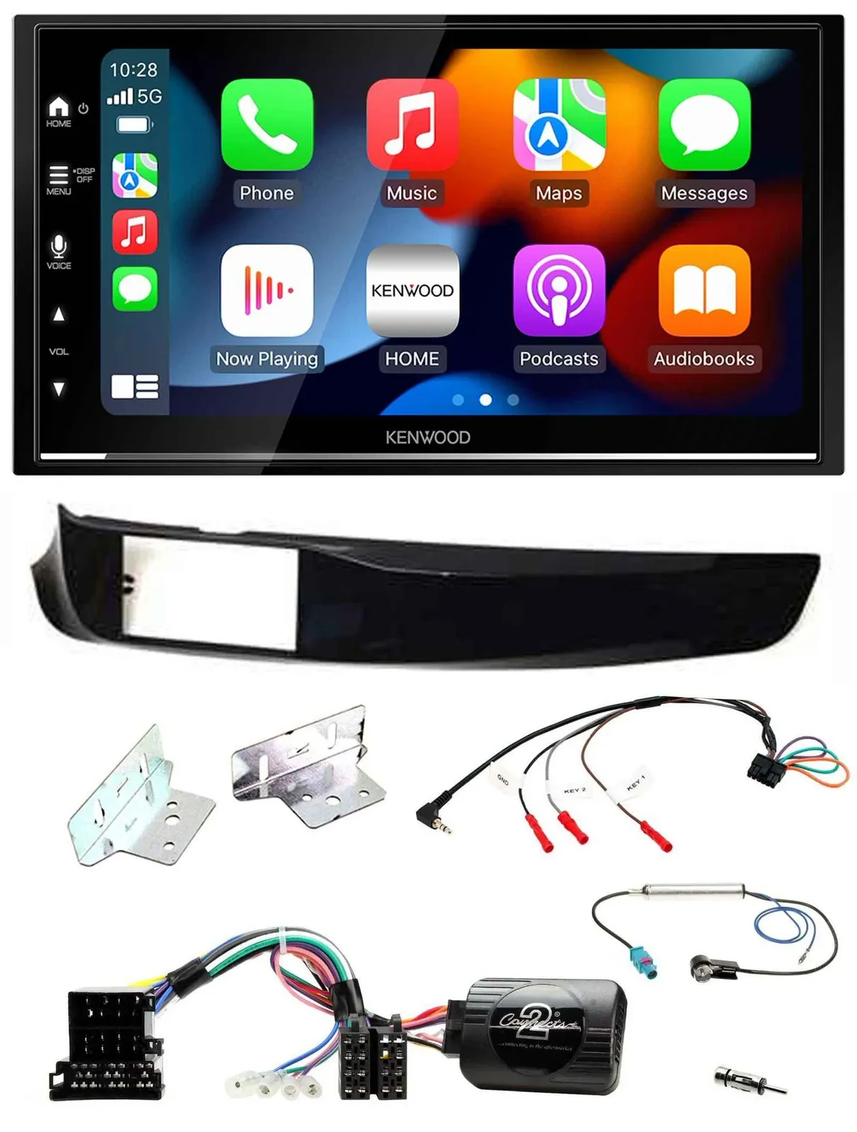 Автомагнитола для Alfa Romeo Giulietta (2010–2014) Kenwood 2DIN, DAB, USB, Bluetooth, поддержка кнопок на руле
