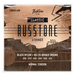 Russtone CBB28-43N - Струны для классической гитары, Серия: Black Nylon, Обмотка: 80/20 бронза, Натяжение: среднее, Калибр: 28-32-40-30-35-43.