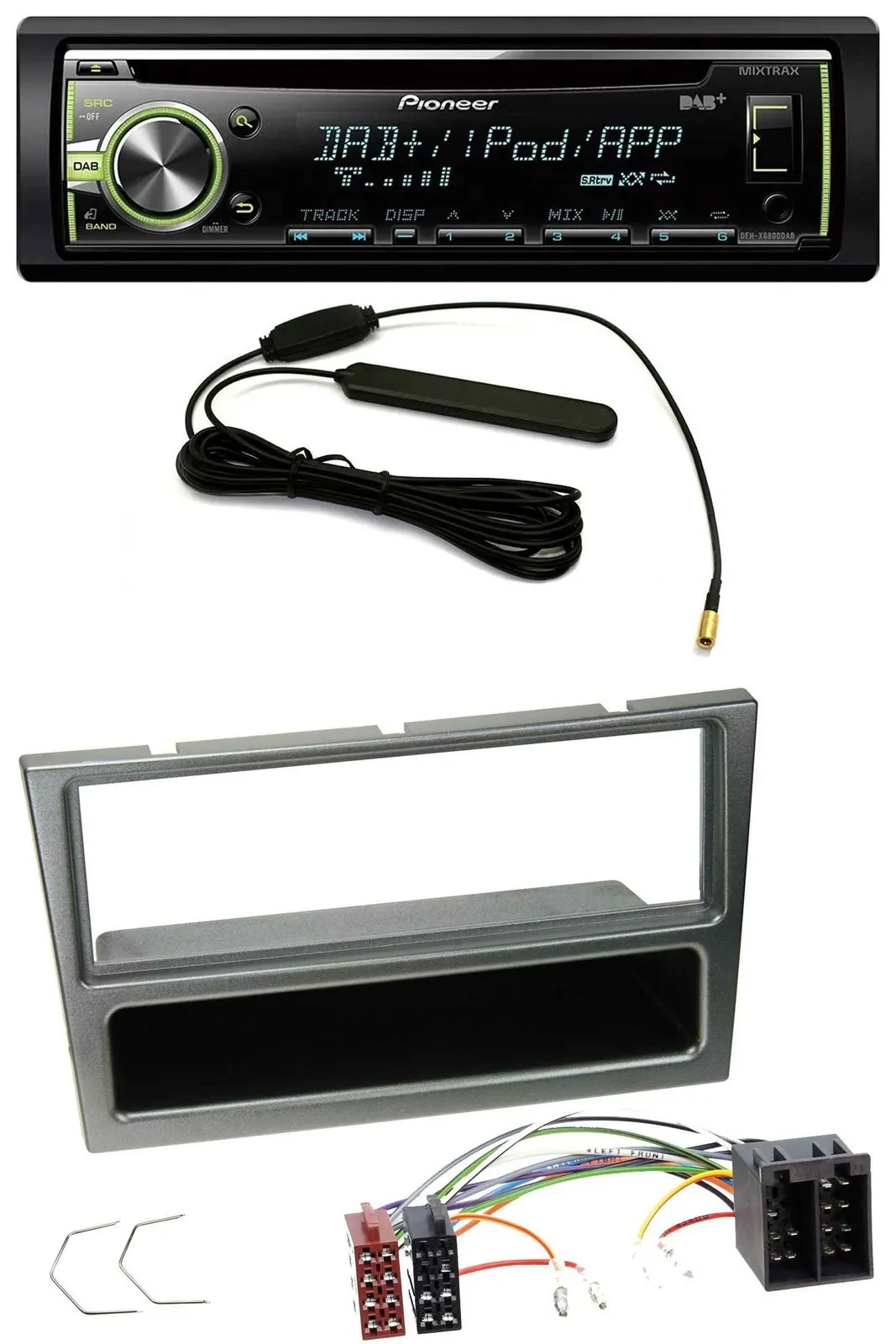 Pioneer MP3 USB CD DAB AUX Autoradio für Opel Corsa C ISO 2000-2004 aluminium