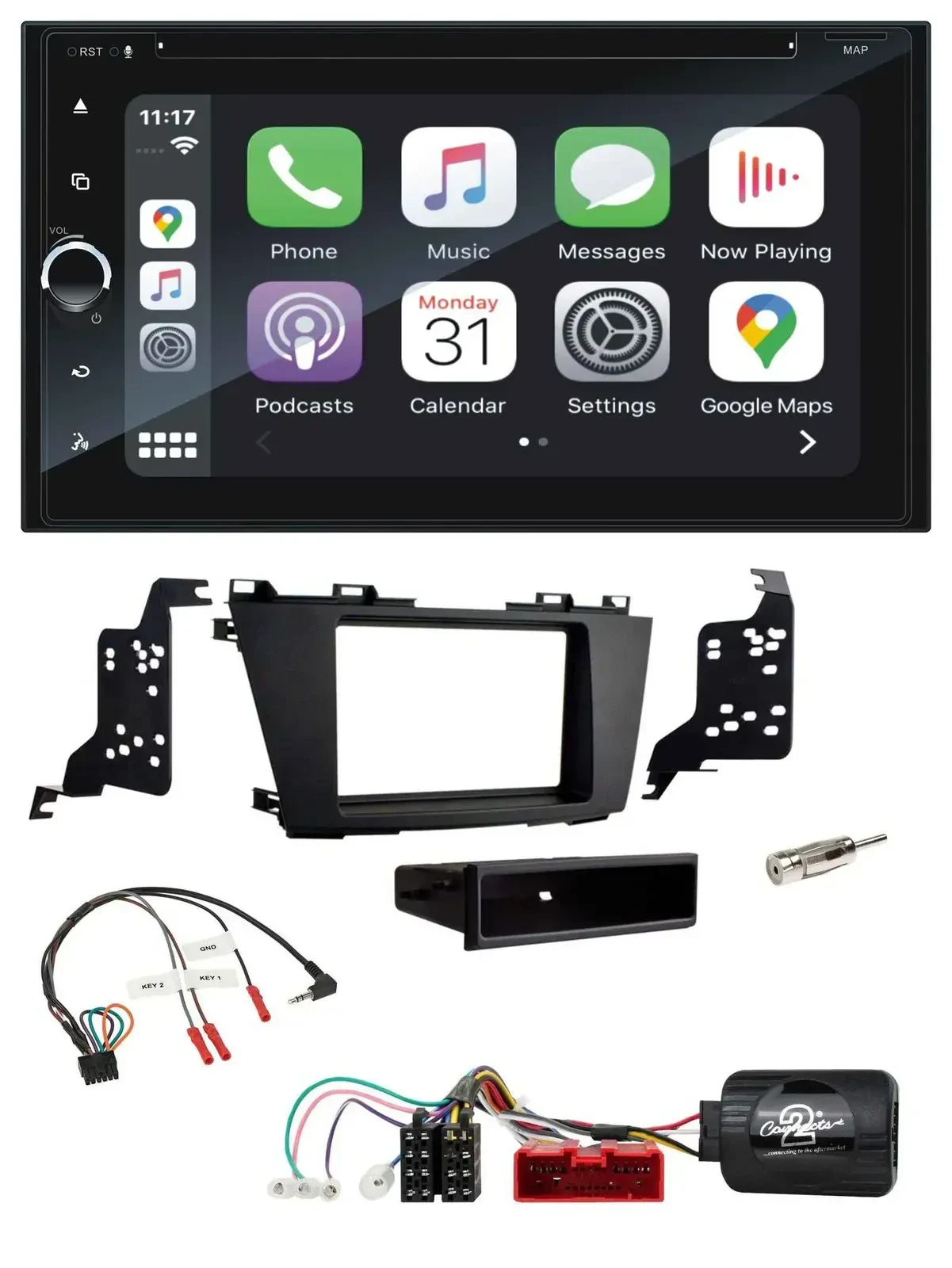 Blaupunkt DAB USB Bluetooth Lenkrad 2DIN TMC Navigation für Mazda 5 2010-2015