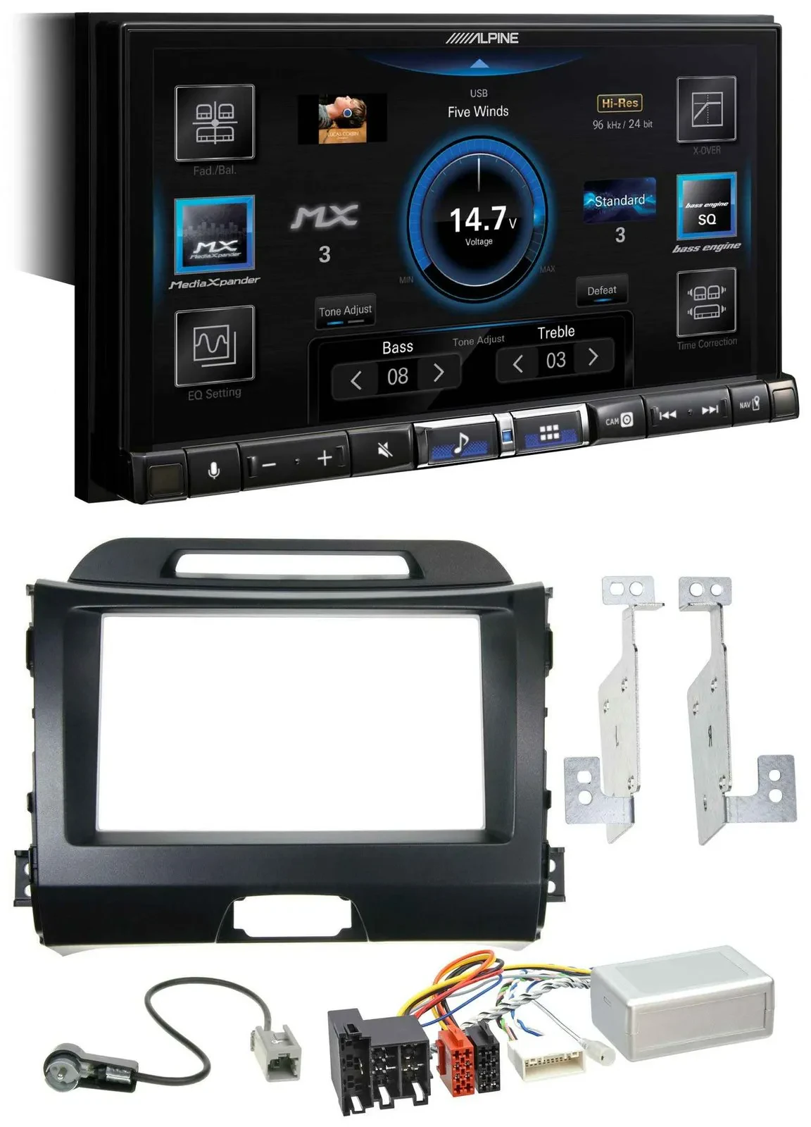 Alpine DAB 2DIN USB Bluetooth Lenkrad Autoradio für Kia Sportage 3 10-15 Navi sc