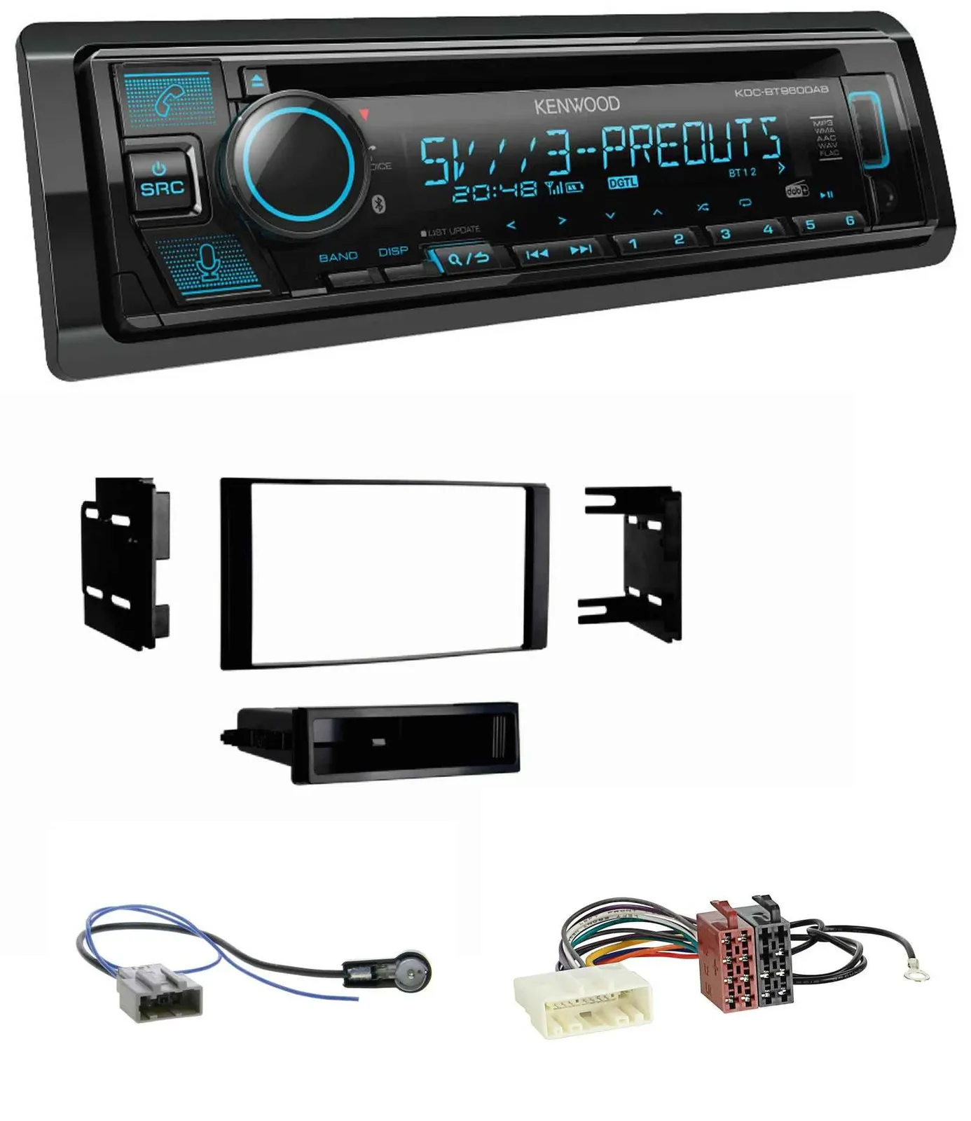 Автомагнитола Kenwood Bluetooth USB CD MP3 DAB для Nissan Micra 2013–2017 черная