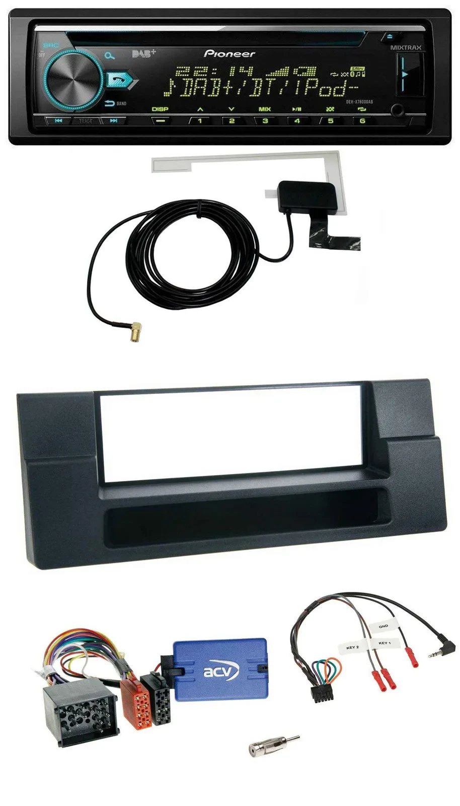 Pioneer MP3 Lenkrad CD USB DAB Autoradio für BMW 5er Ablage Rundpin