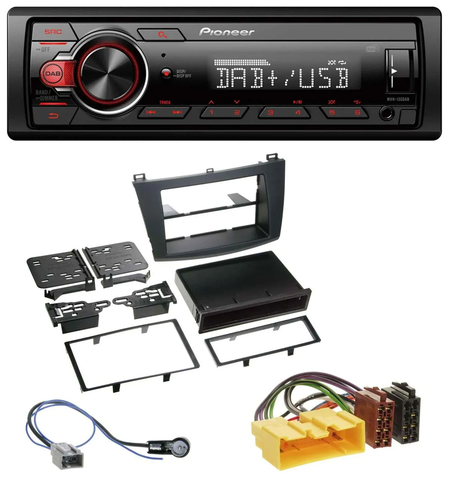 Pioneer MP3 1DIN DAB USB AUX Autoradio für Mazda 3 (ab 2009)