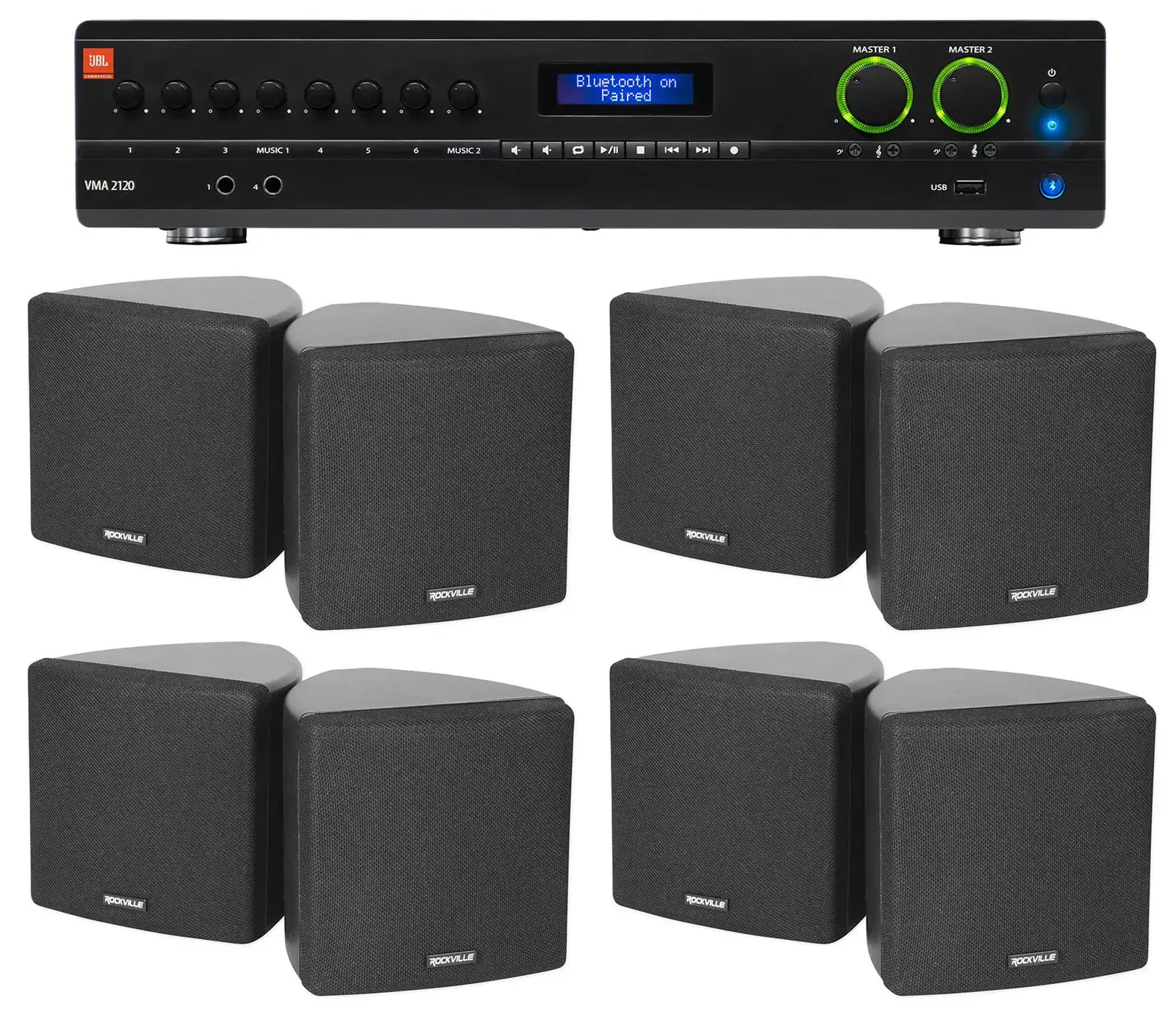 Настенная акустика JBL Cube 70v Black с усилителем (8 штук)