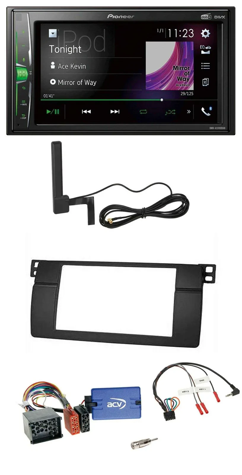 Автомагнитола Pioneer 2-DIN Bluetooth DAB, для BMW 3 Series E46 (2000–2006), поддержка кнопок на руле, MP3