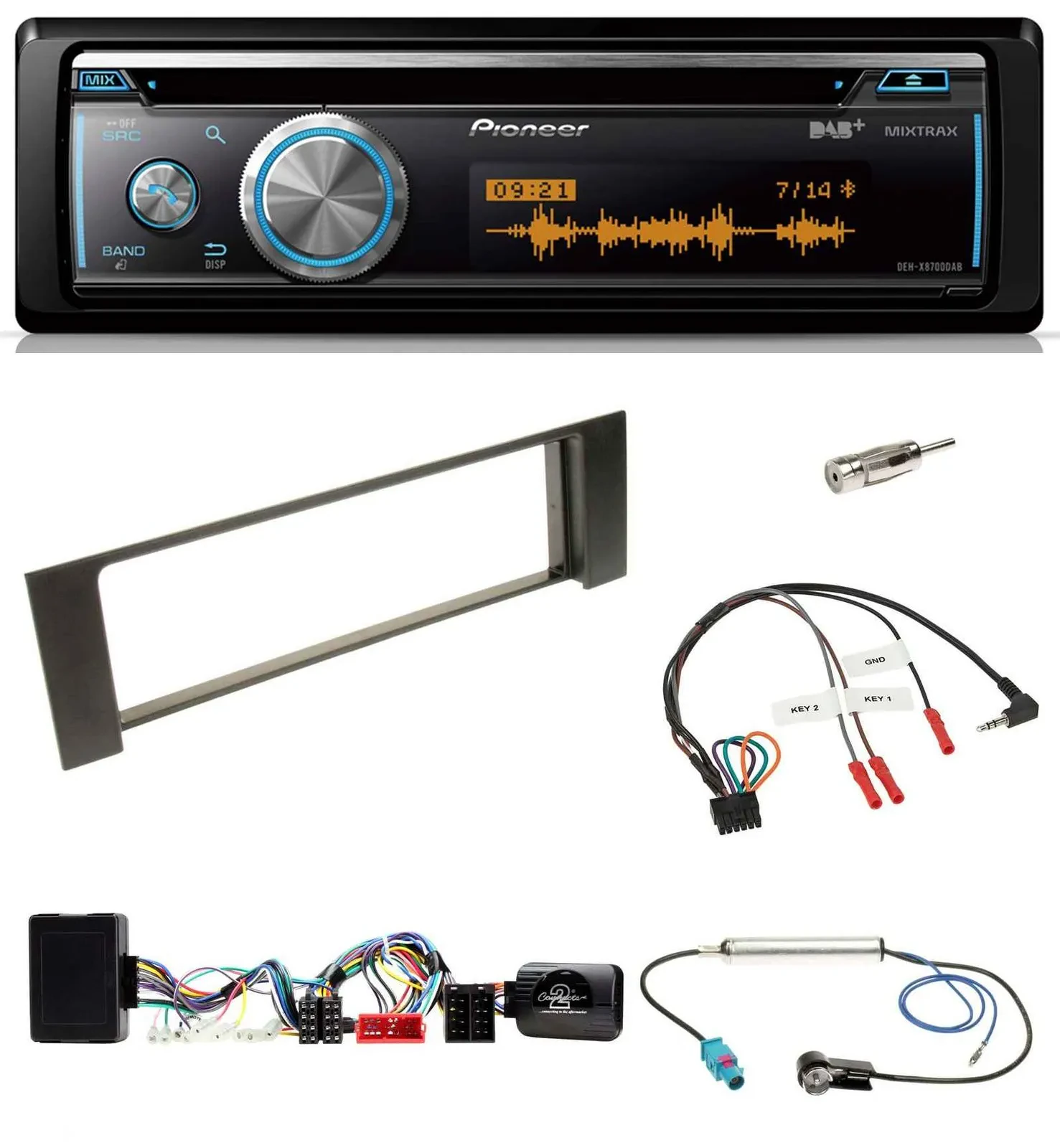 Автомагнитола для Audi A4 B6 (2000–2004) Pioneer DAB USB CD Bluetooth, поддержка кнопок на руле, совместима с Bose Vollakt